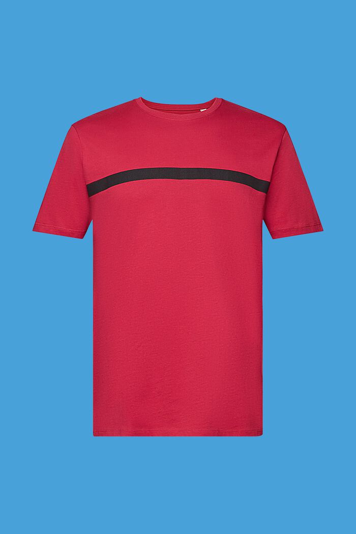 T-shirt en coton à rayures contrastantes, DARK PINK, detail image number 6