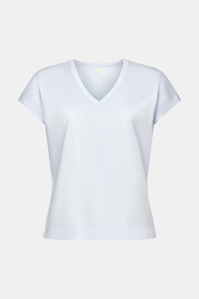 T-shirt en coton Pima mercerisé à encolure en V, PASTEL BLUE, detail image number 5