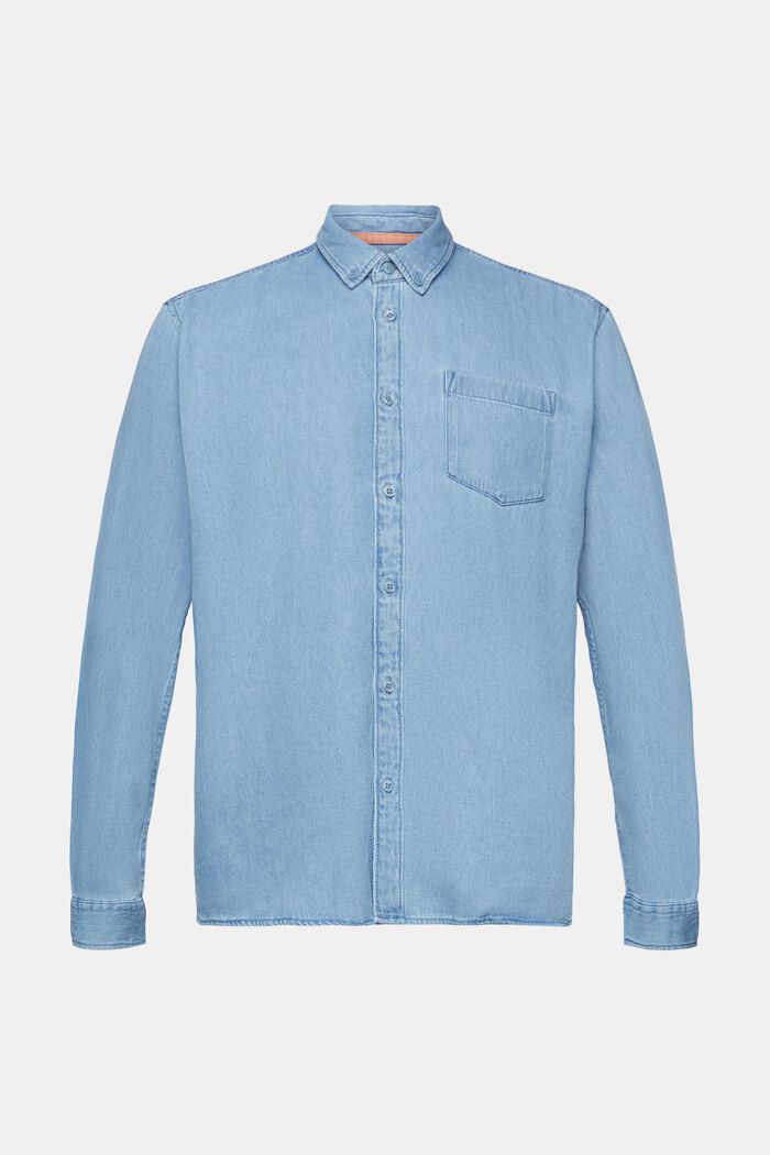 Chemise en jean à poche plaquée, BLUE LIGHT WASHED, detail image number 7