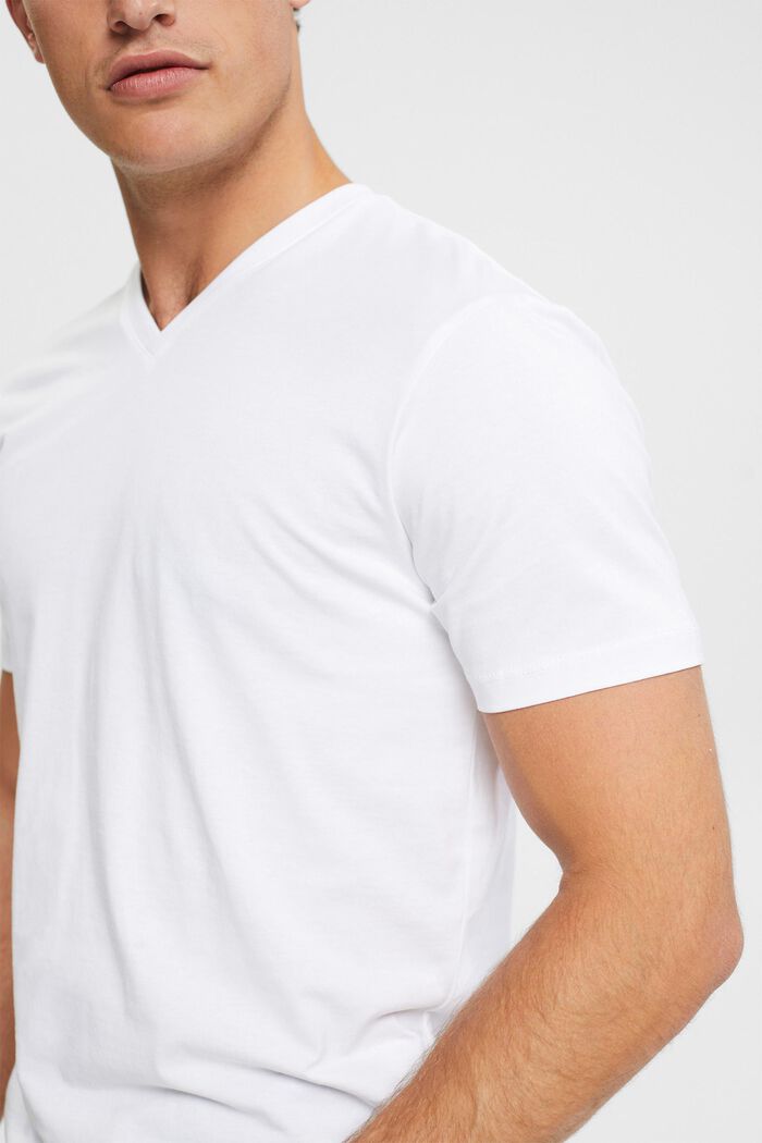 T-shirt à encolure en V en coton durable, WHITE, detail image number 2