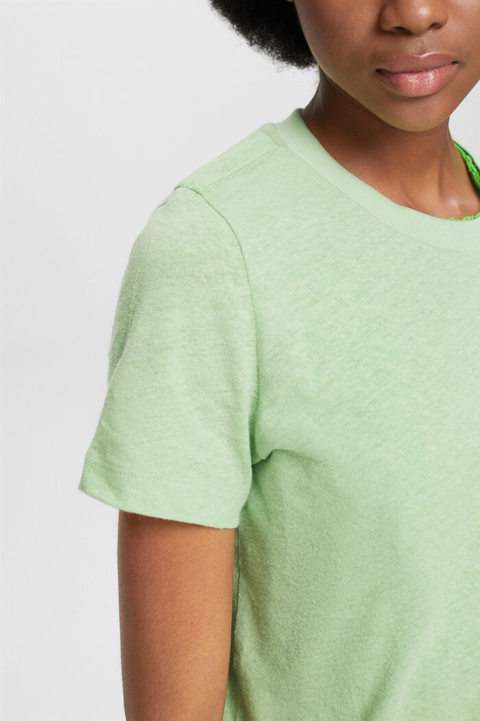 T-shirt en mélange de coton et de lin, LIGHT GREEN, detail image number 3