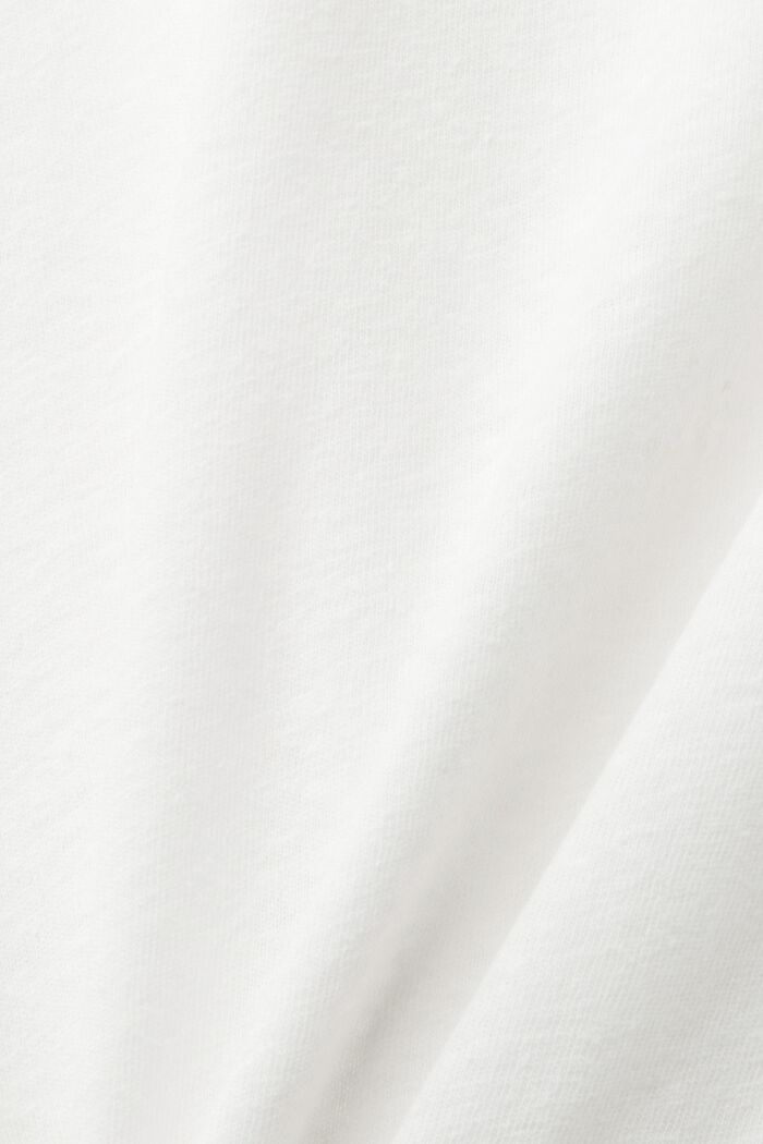 T-shirt en lin mélangé à encolure en V, OFF WHITE, detail image number 5