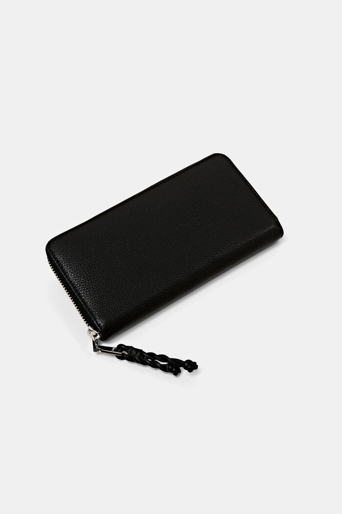 Grand portefeuille en cuir fermé par un zip circulaire, BLACK, detail image number 1