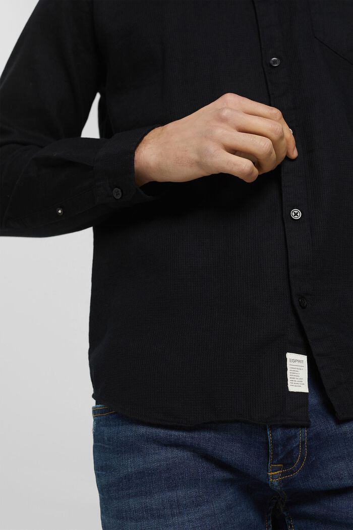 Chemise en coton à col droit, BLACK, detail image number 1