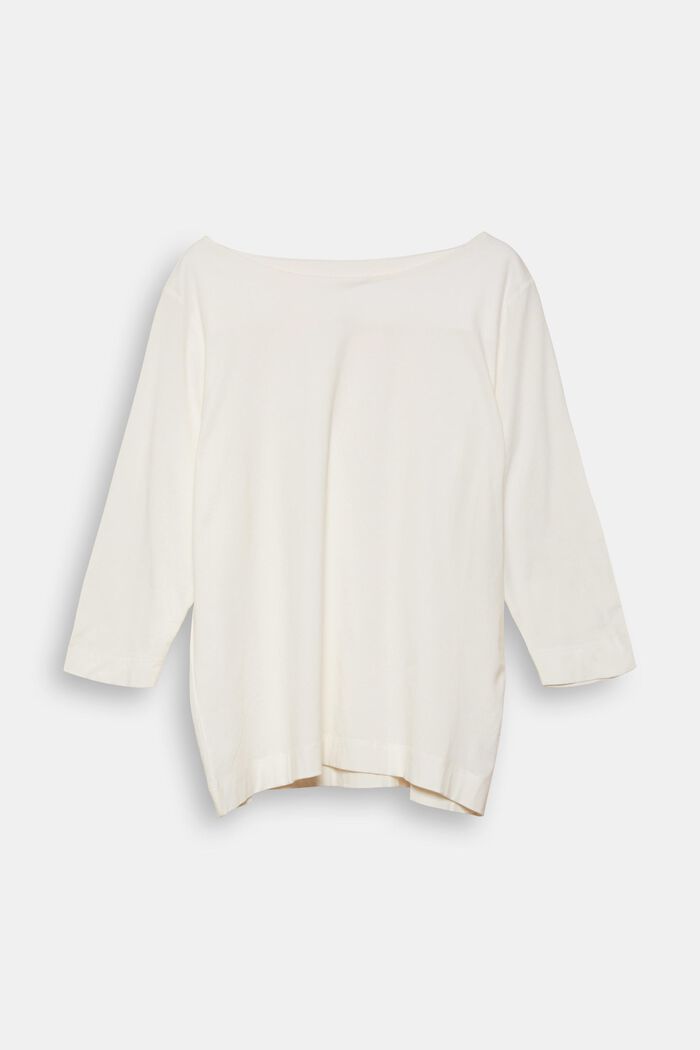T-shirt CURVY à manches ¾ en coton biologique, OFF WHITE, overview