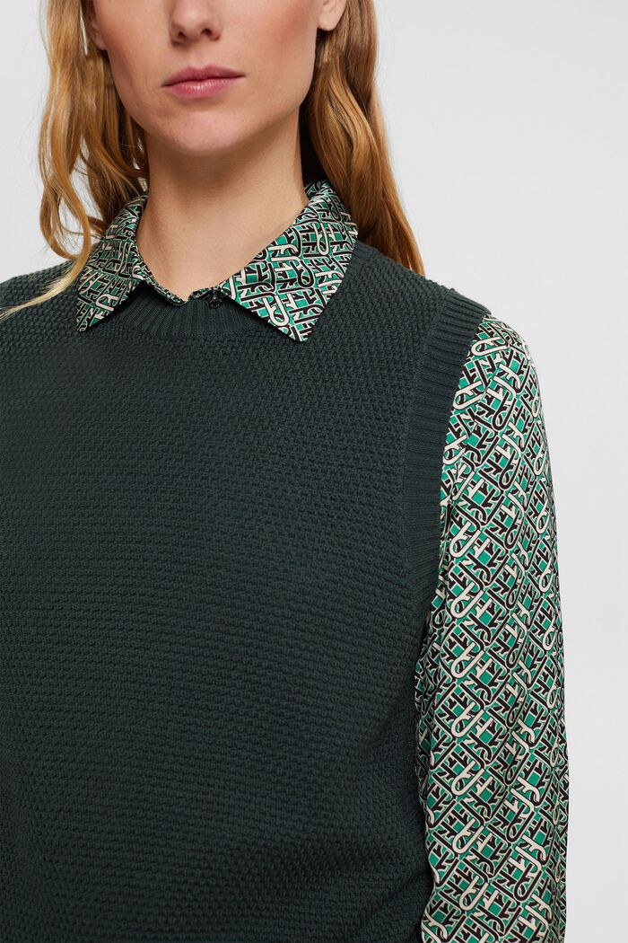 Pull-over sans manches, coton mélangé, DARK TEAL GREEN, detail image number 0