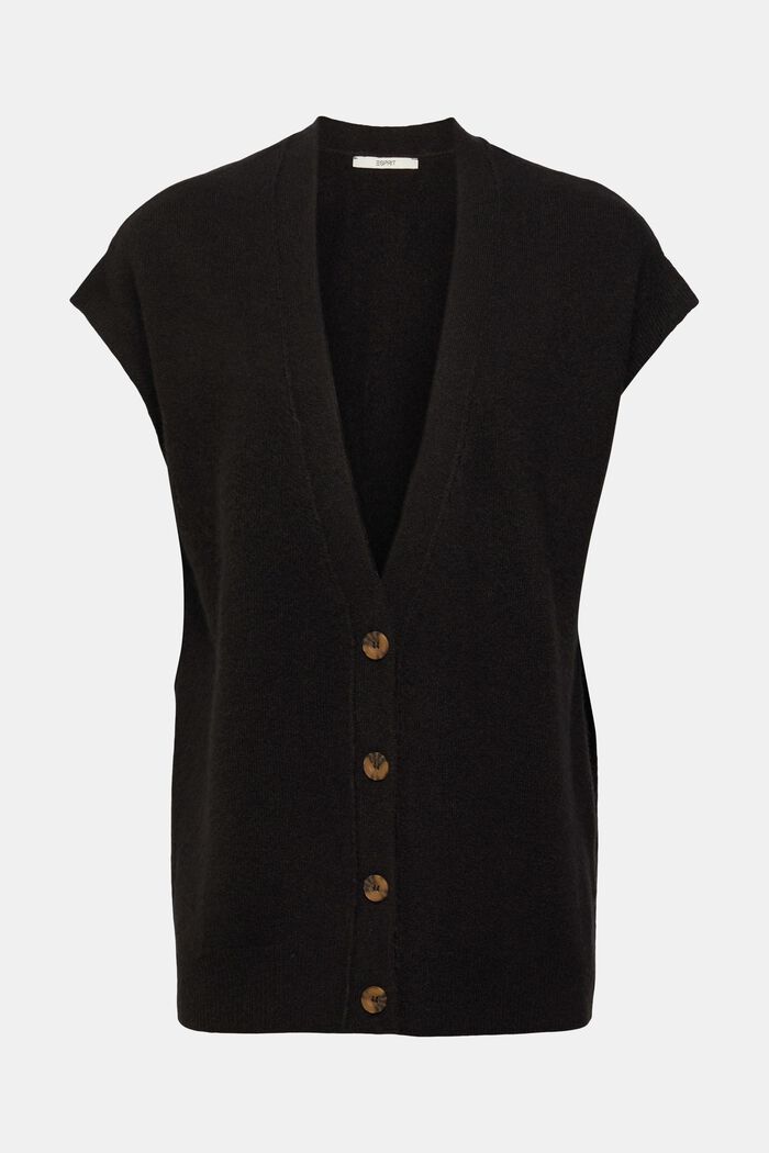 Cardigan sans manches en laine mélangée, BLACK, detail image number 2