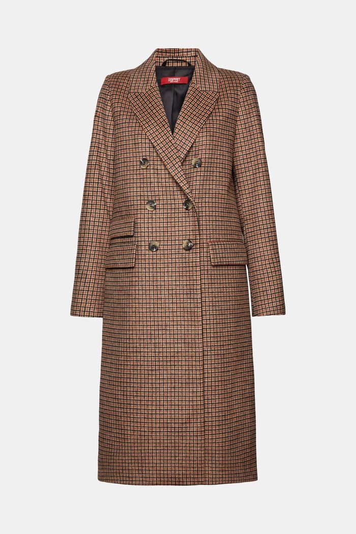 Manteau en laine mélangée à carreaux, TERRACOTTA, detail image number 7