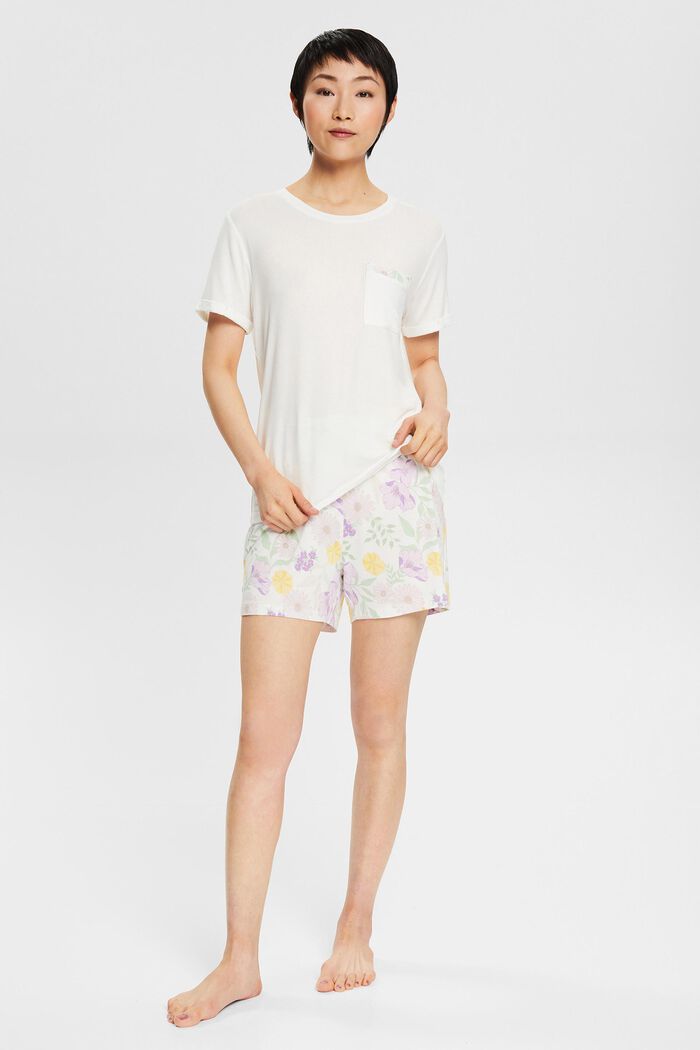 Ensemble pyjama à pantalon court, en LENZING™ ECOVERO™, OFF WHITE, detail image number 0