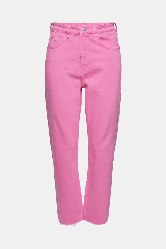 Pants woven high rise straight, PINK, overview