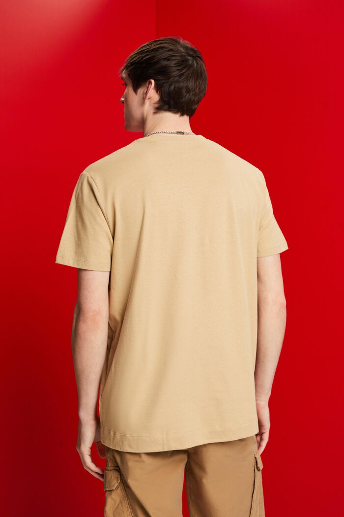T-shirt en mélange de coton et de lin, SAND, detail image number 3