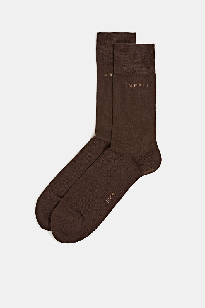 Lot de 2 paires de chaussettes en coton biologique mélangé, DARK BROWN, detail image number 0