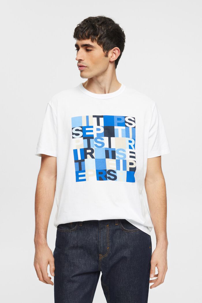 T-shirt à imprimé logo, coton bio, WHITE, detail image number 0