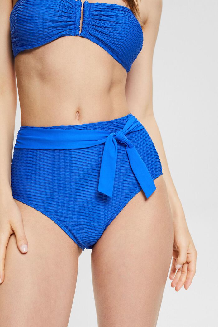 Bas de bikini taille haute à rayures texturées , BRIGHT BLUE, detail image number 1