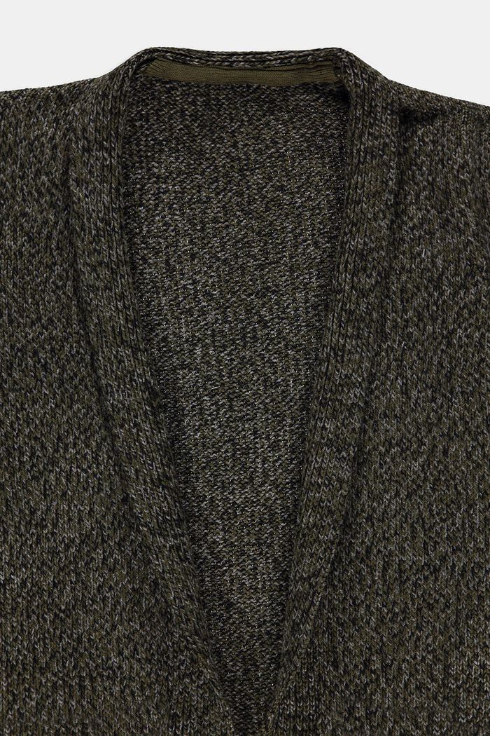 Cardigan long d´aspect chiné, KHAKI GREEN, detail image number 2