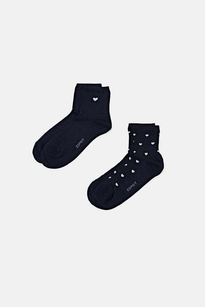 Lot de 2 paires de chaussettes à motif cœurs, SPACE BLUE, detail image number 0