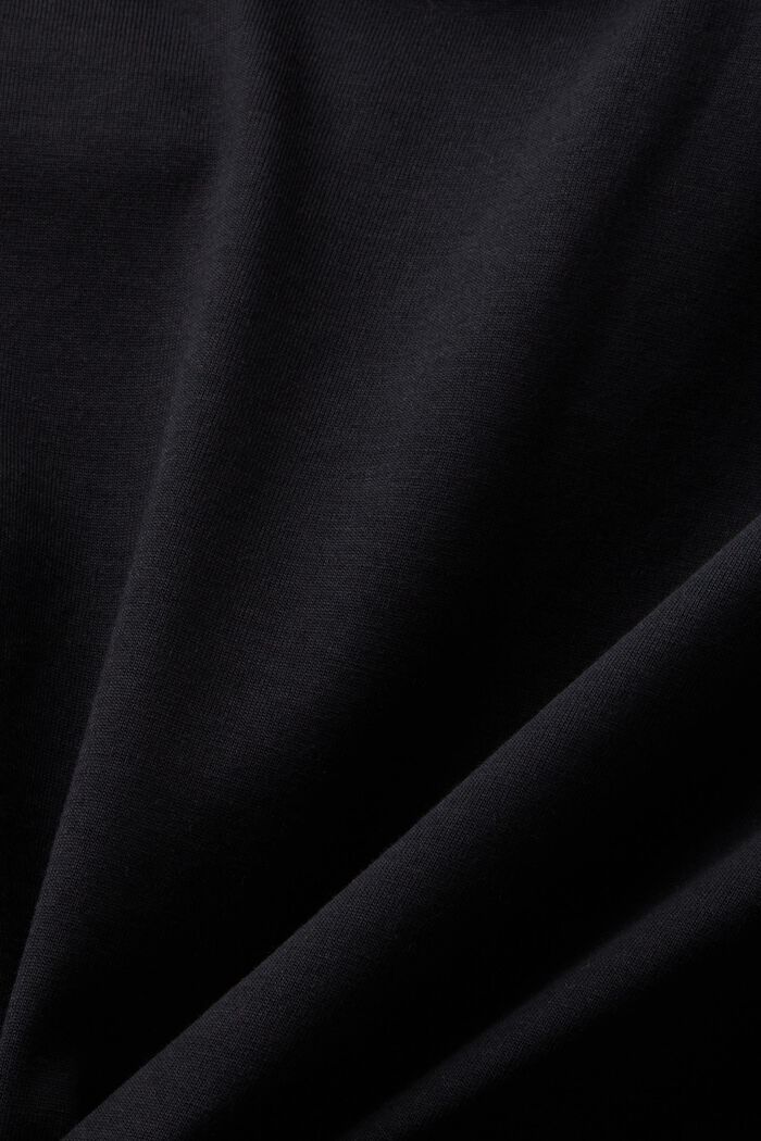 T-shirt col ras-du-cou en jersey de coton Pima, BLACK, detail image number 4