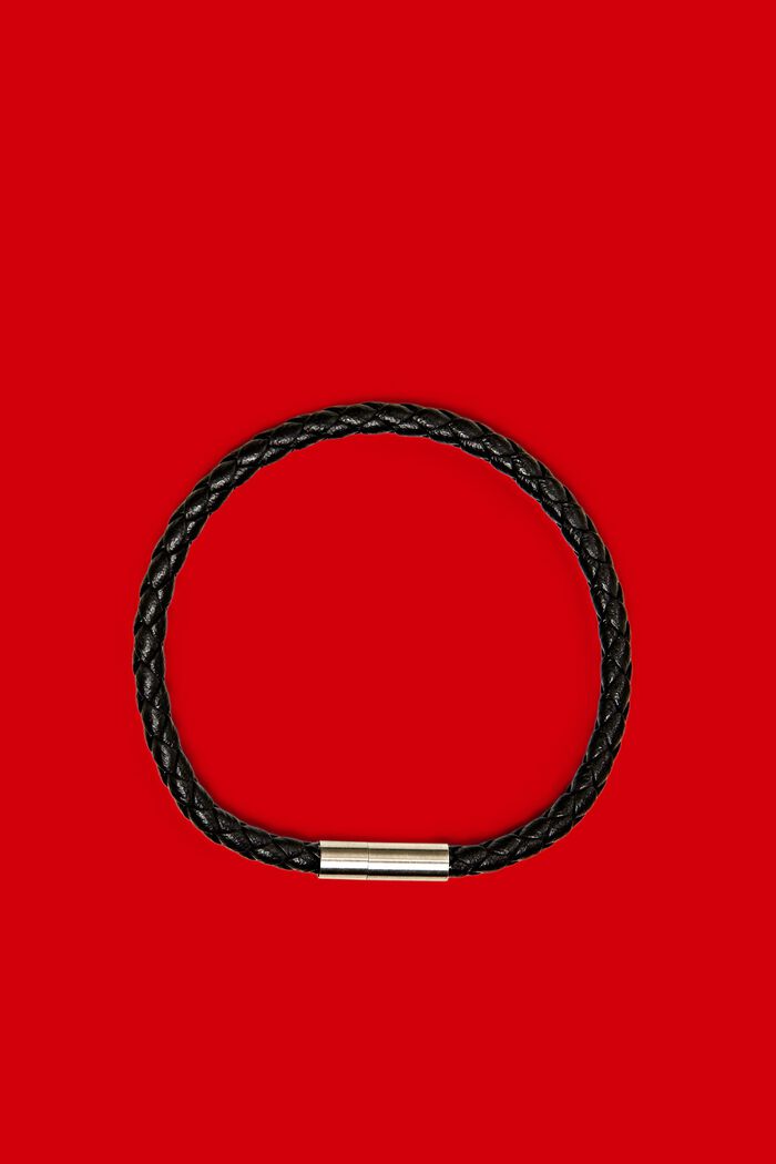 Bracelet d’aspect cuir tressé à fermoir, SILVER, detail image number 0