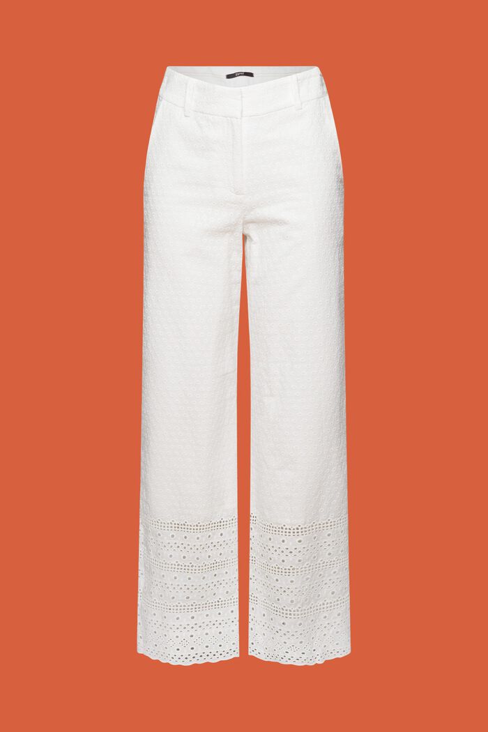 Pantalon brodé, 100 % coton, WHITE, detail image number 7