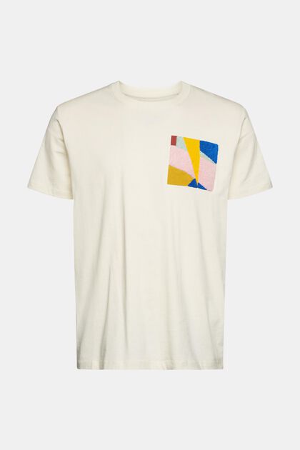 T-shirt en jersey orné d’une application, CREAM BEIGE, overview