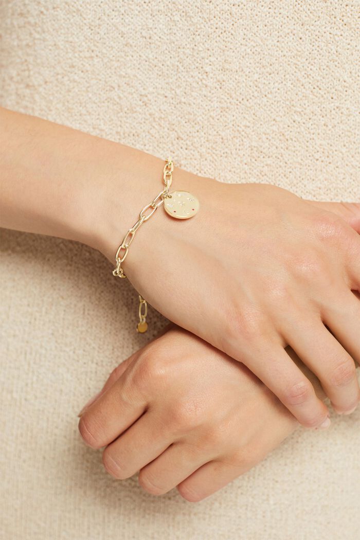 Bracelet façon chaîne orné d’un pendentif, acier inoxydable, GOLD, detail image number 2