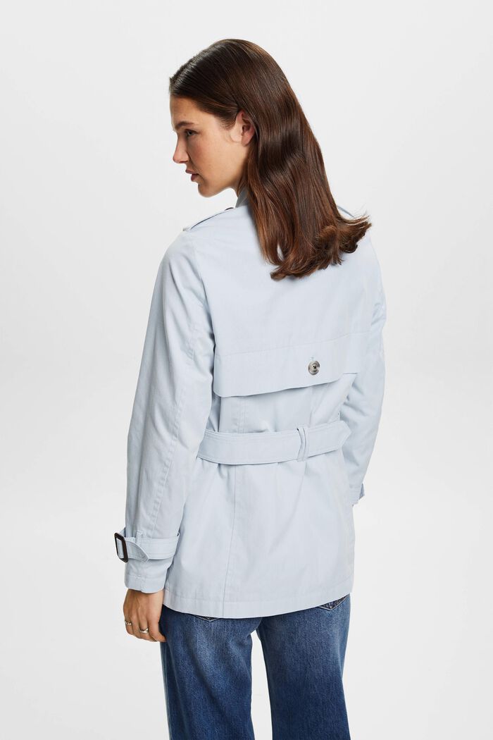 Trench-coat court à ceinture, PASTEL BLUE, detail image number 3