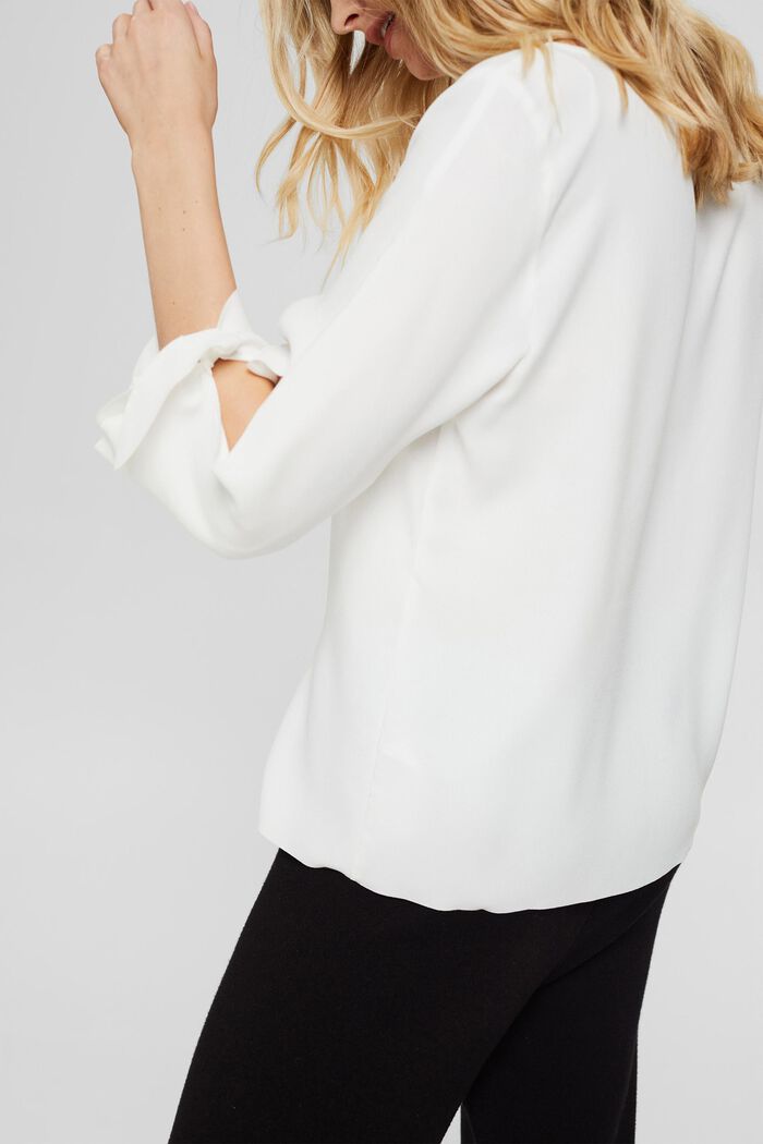 Blouse stretch à bords bruts, OFF WHITE, detail image number 2