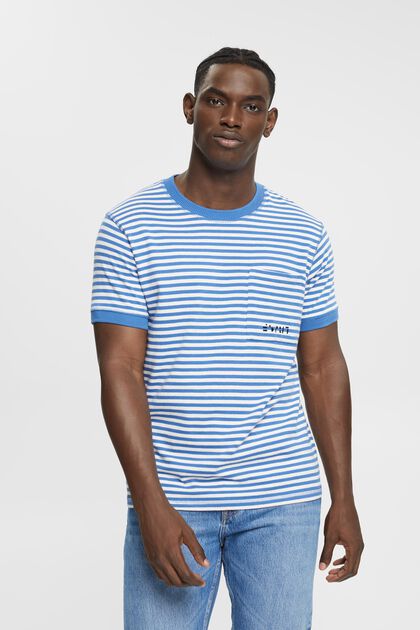 T-shirt tricoté à rayures, BLUE, overview