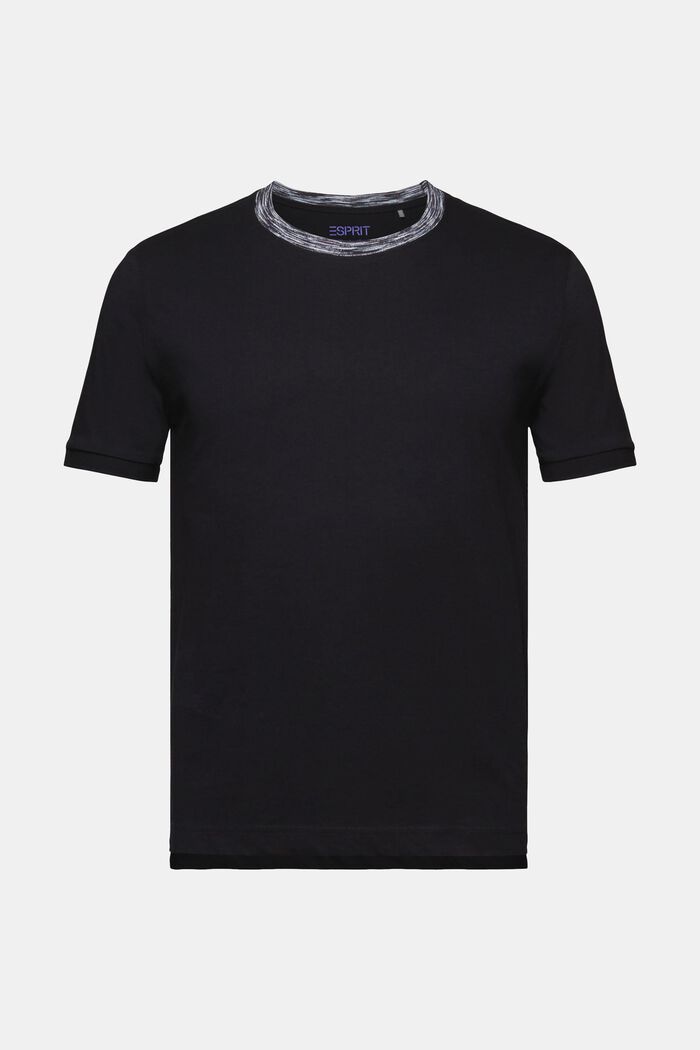 T-shirt à col en maille moulinée multicolore, BLACK, detail image number 5