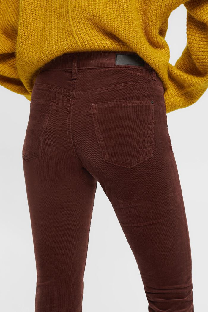 Pantalon en velours côtelé à taille mi-haute, RUST BROWN, detail image number 4