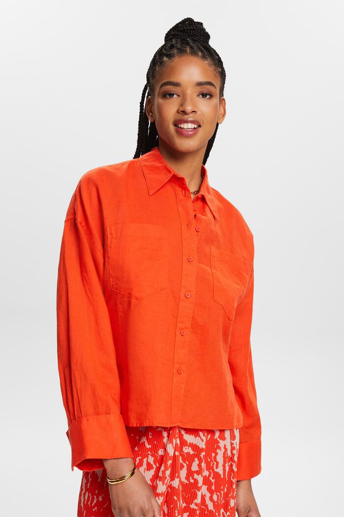 Blouses woven, BRIGHT ORANGE, detail image number 0