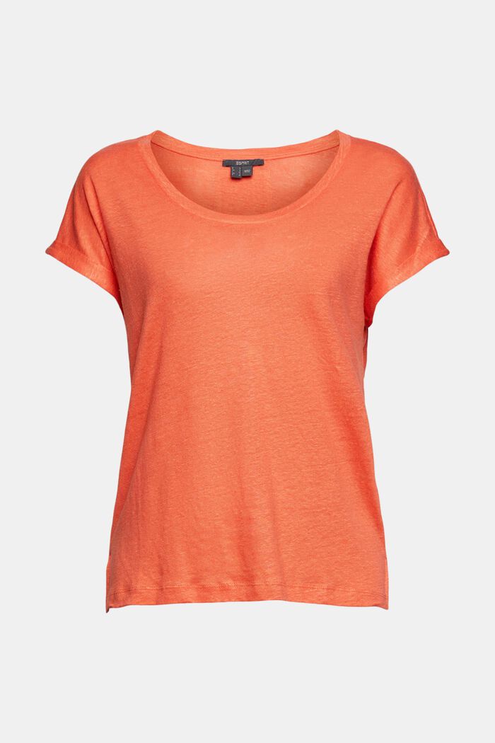 T-shirt 100 % lin, CORAL ORANGE, overview