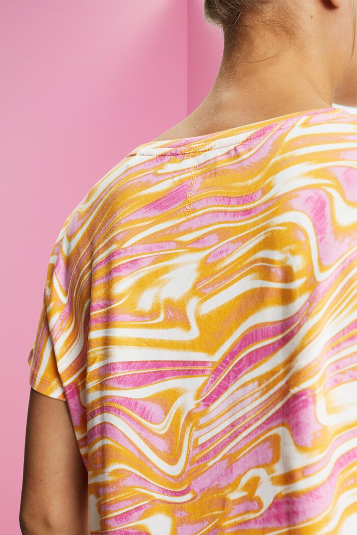 T-shirt de coupe raccourcie à imprimé ondulé, GOLDEN ORANGE, detail image number 2