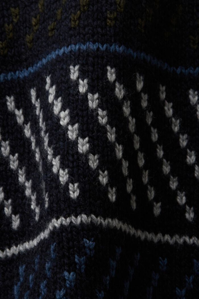 Pull-over à motif en laine mélangée, NAVY, detail image number 5