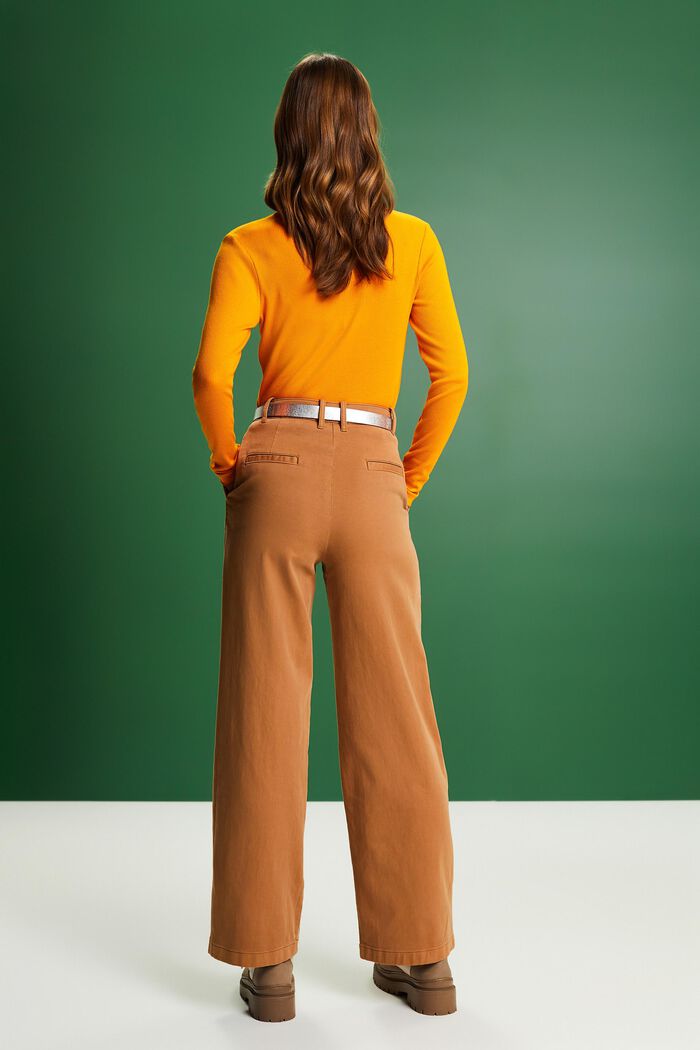 Chino taille haute de coupe Wide Fit, CARAMEL, detail image number 3
