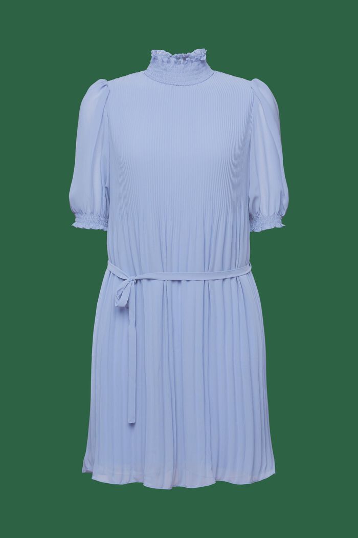 Mini-robe plissée en mousseline à col droit, BLUE LAVENDER, detail image number 6