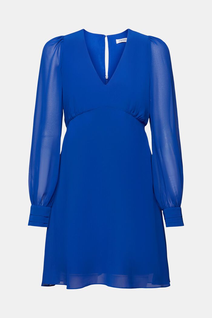 Mini-robe en mousseline à encolure en V, BRIGHT BLUE, detail image number 6