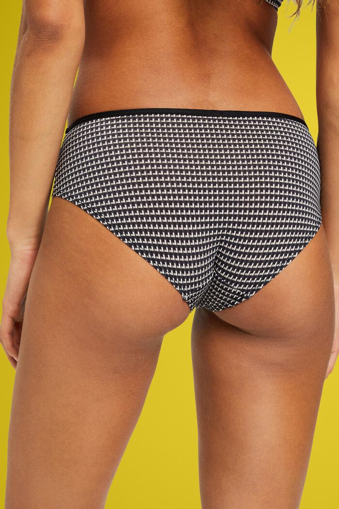 Bas de bikini taille basse à imprimé géométrique, BLACK, detail image number 3