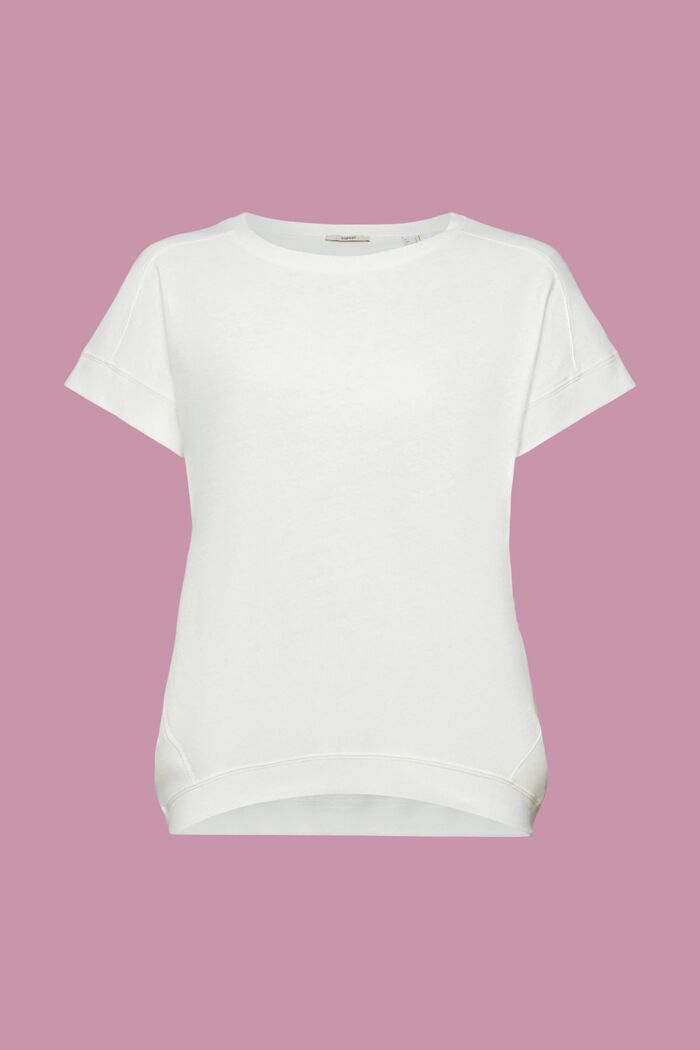 T-shirt en mélange de coton et lin, OFF WHITE, detail image number 6