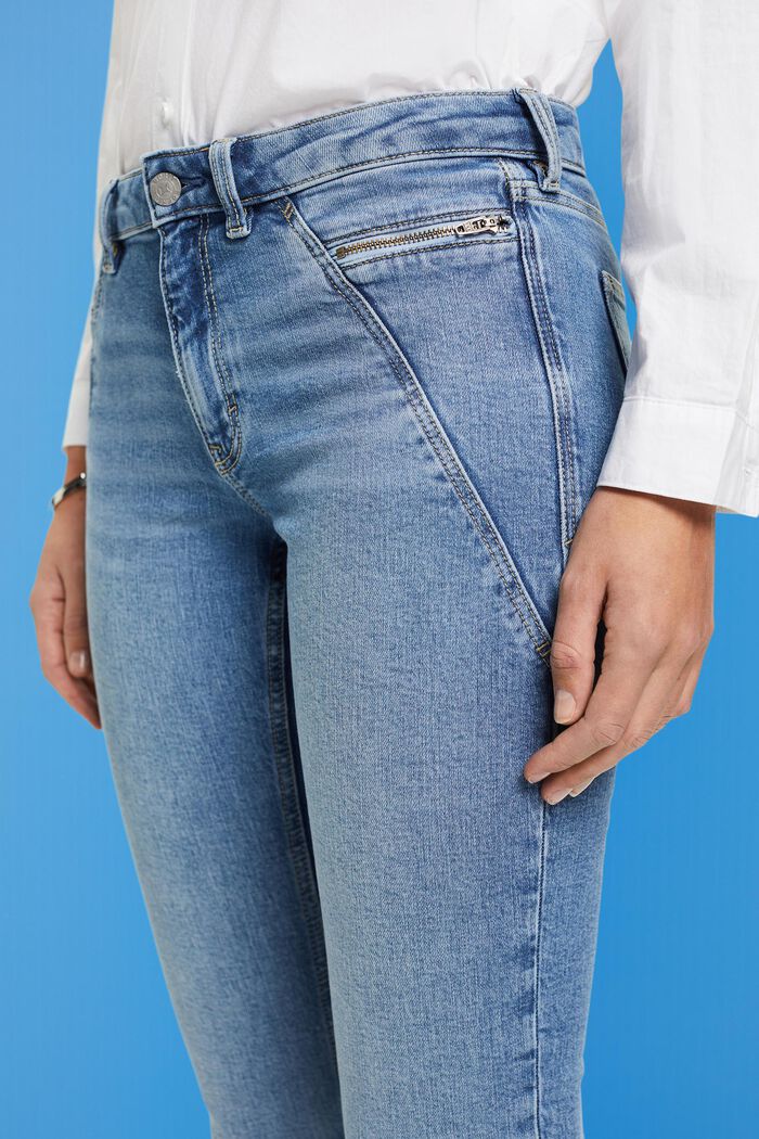 Jean de coupe Skinny Fit à taille mi-haute doté de poches zippées, BLUE LIGHT WASHED, detail image number 2