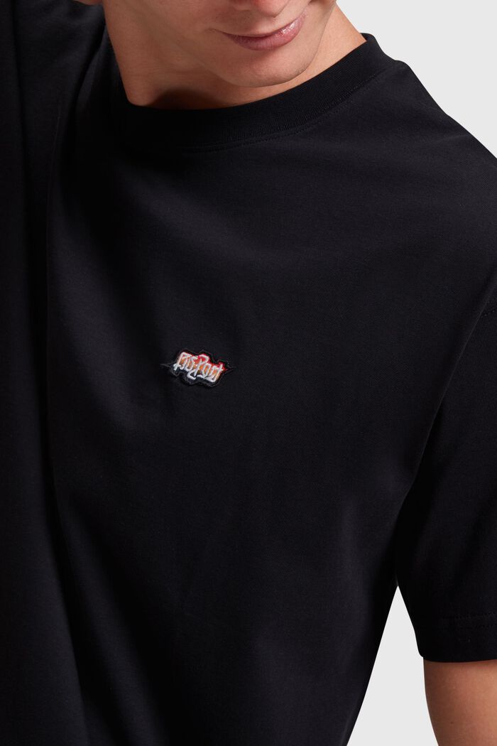 T-shirt à logo brodé sur la poitrine AMBIGRAM, BLACK, detail image number 3
