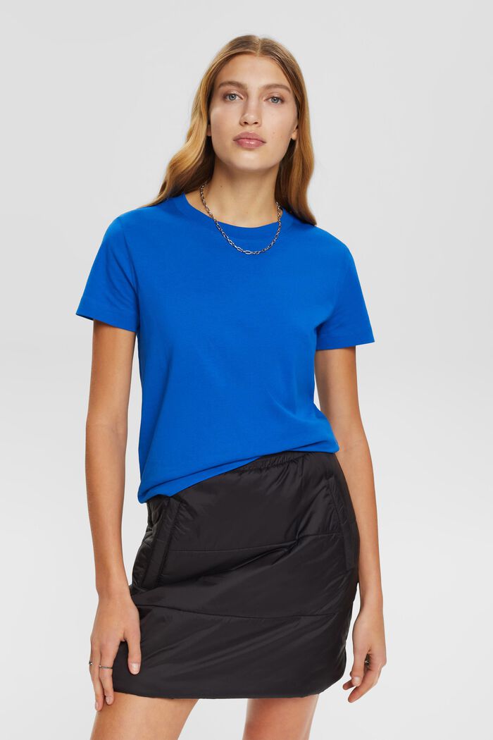T-shirt à encolure ronde en coton, BLUE, detail image number 0