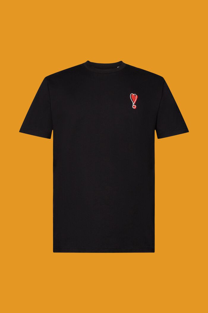 T-shirt en coton durable à motif cœur, BLACK, detail image number 6