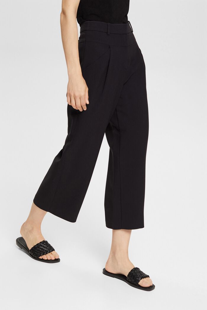 Jupe-culotte taille haute à pinces, BLACK, detail image number 0