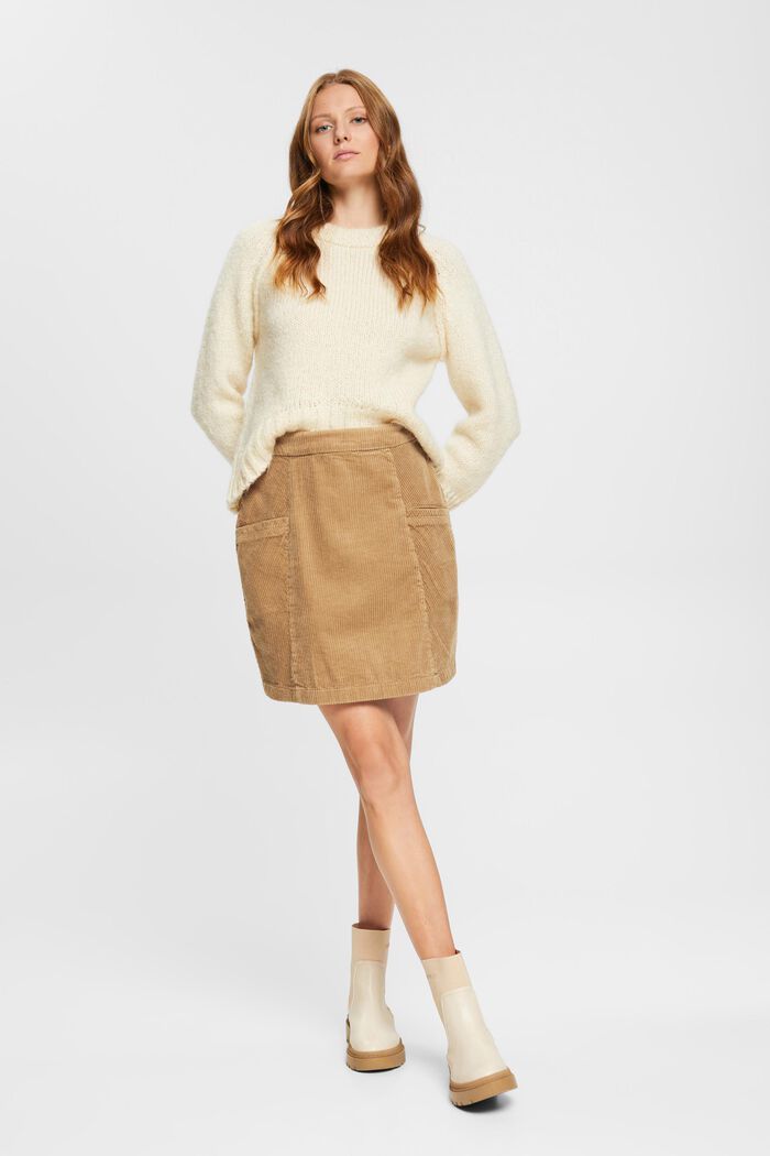 Mini-jupe en velours côtelé, 100 % coton, KHAKI BEIGE, detail image number 2
