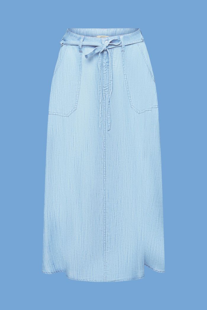 En TENCEL™ : la jupe longueur midi d´aspect denim, BLUE LIGHT WASHED, detail image number 7
