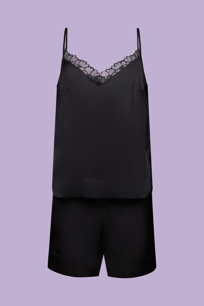 Ensemble de pyjama avec short en satin, LENZING™ ECOVERO™, BLACK, detail image number 7