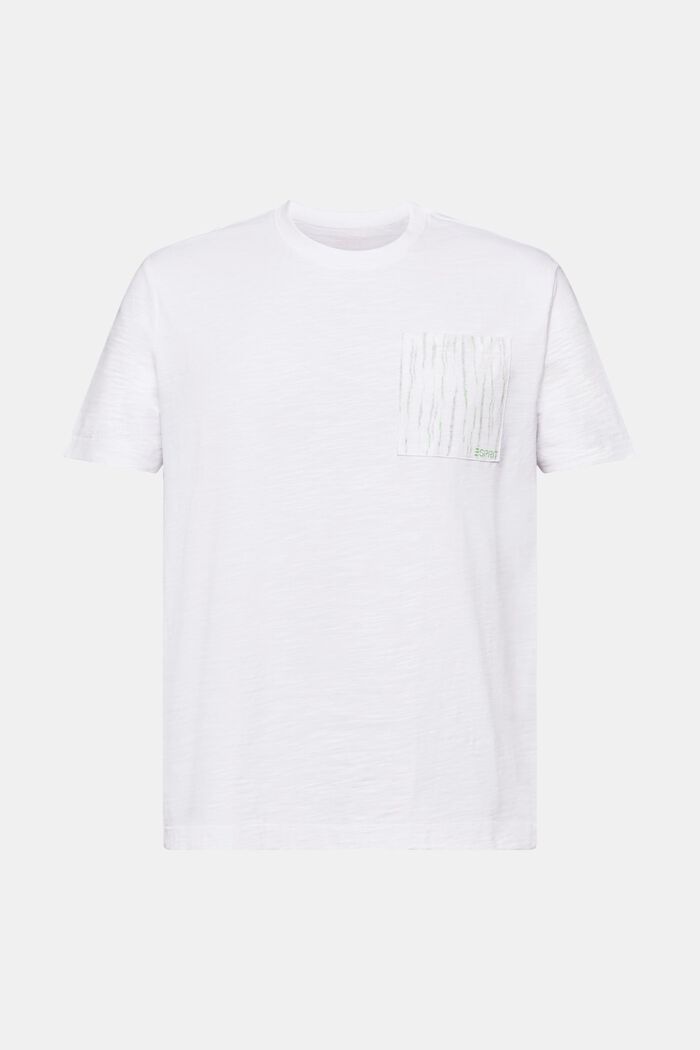 T-shirt en coton flammé à poche avec logo, WHITE, detail image number 6