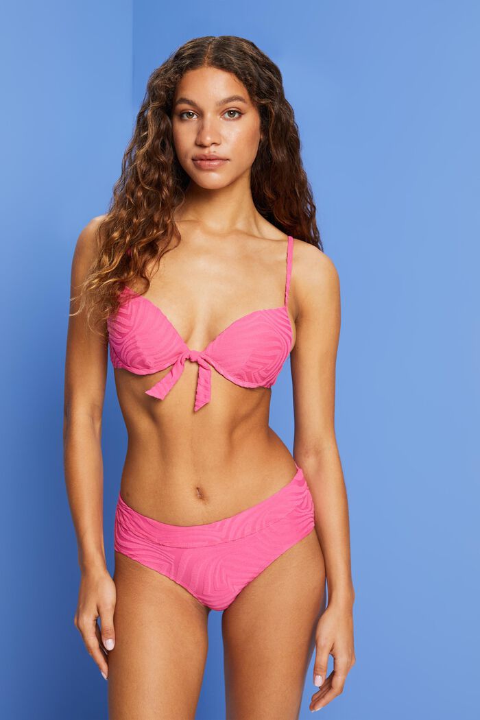 En matière recyclée : le bas de bikini jacquard, PINK FUCHSIA, detail image number 0