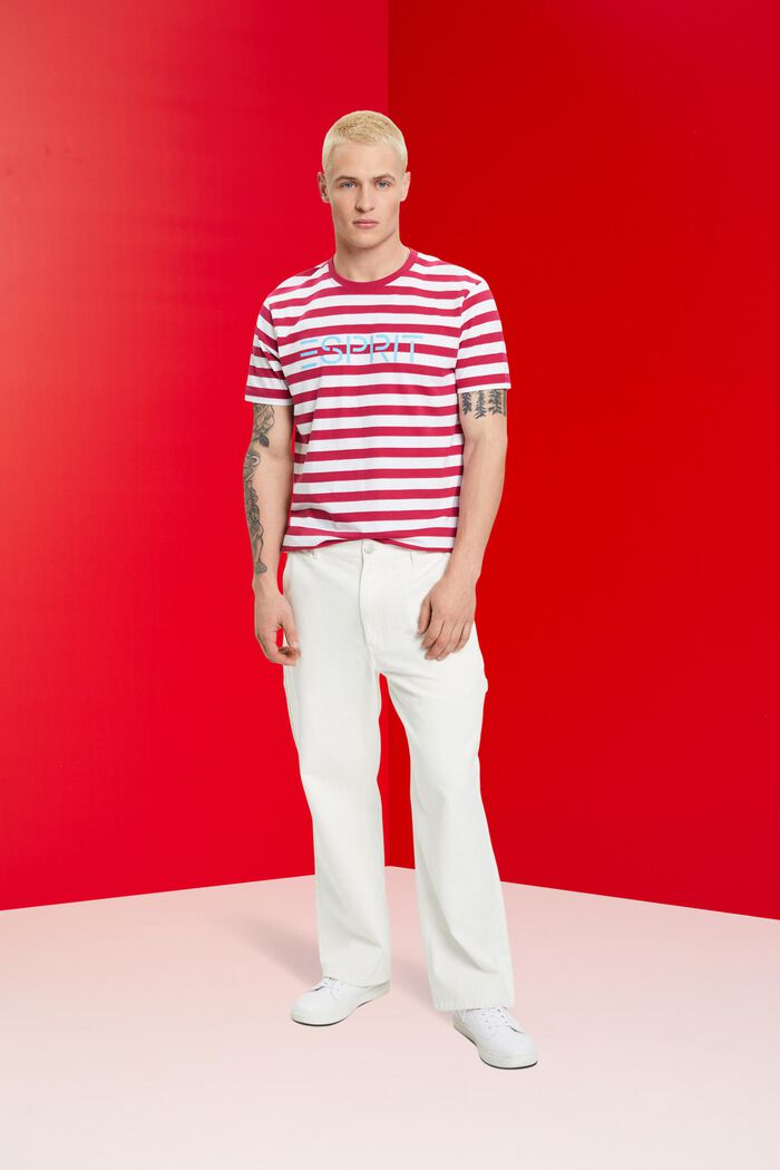 T-shirt à rayures en coton durable, RED, detail image number 5